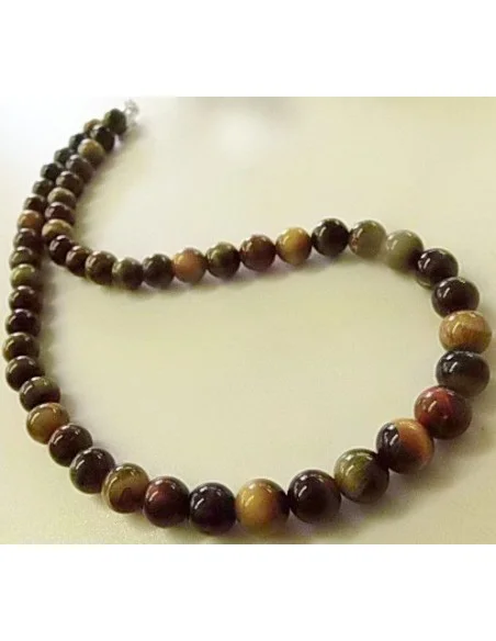Collier en oeil tigre, oeil taureau, oeil faucon 8mm