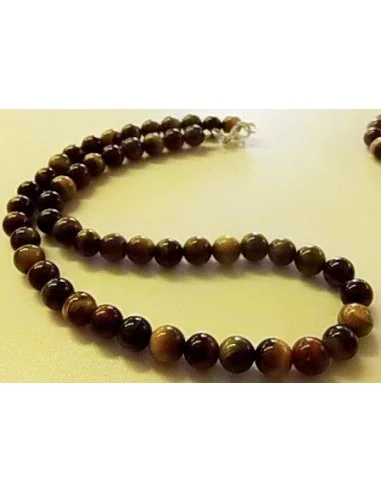 Collier en oeil tigre, oeil taureau, oeil faucon 8mm