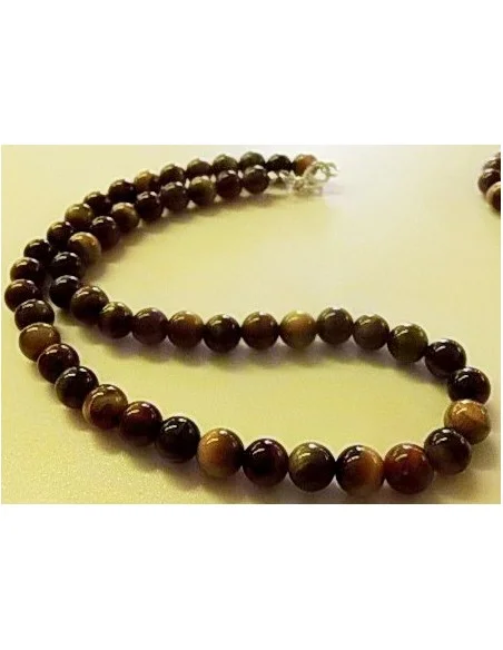 Collier en oeil tigre, oeil taureau, oeil faucon 8mm
