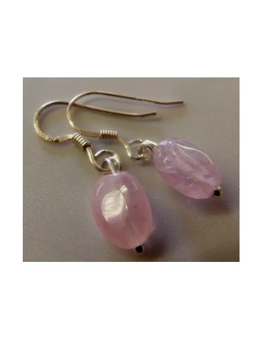 Béryl rose , Morganite boucles d'oreilles argent