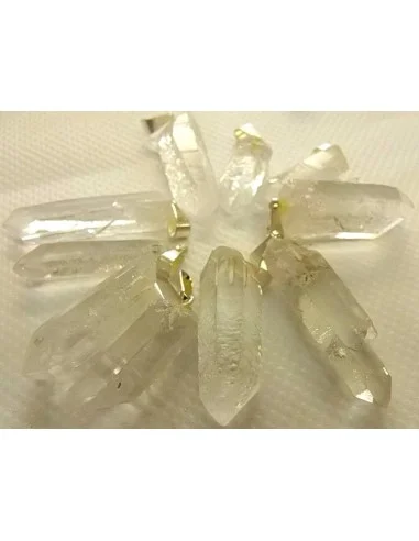 Quartz essence stellaire gravé diamant, pendentif