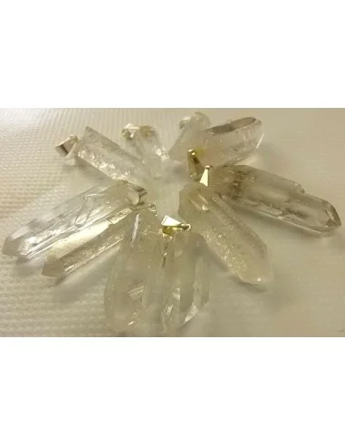 Quartz essence stellaire gravé diamant, pendentif