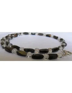 Collier en oeil de faucon et cristal de roche 2