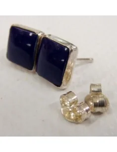 Boucles lapis lazuli carré argent