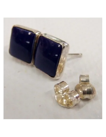 Boucles lapis lazuli carré argent Boucles lapis lazuli carré argent