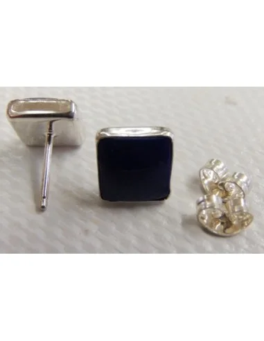 Boucles lapis lazuli carré argent