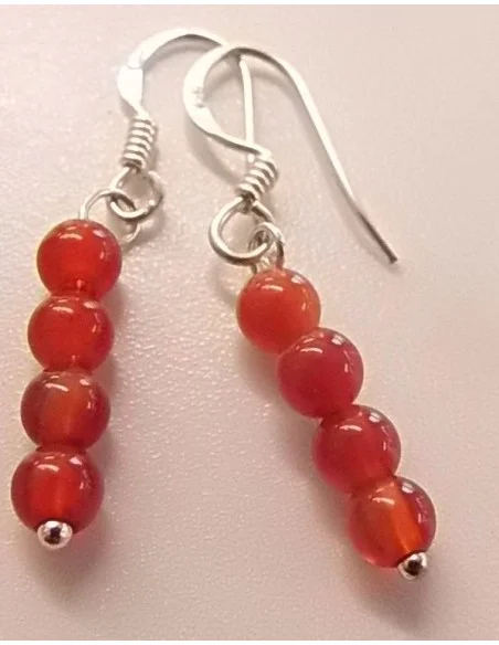 Cornaline boucles oreilles montées en argent