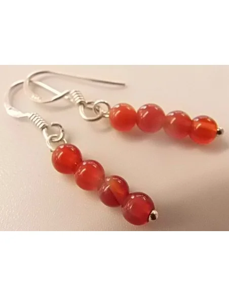 Cornaline boucles oreilles montées en argent