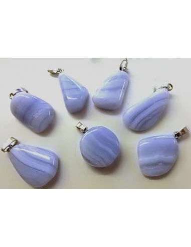 Agate bleu, calcedoine Bleu pendentif argent