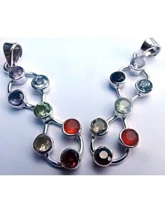 Pendentif sept chakras argent Lacé de l'éternité