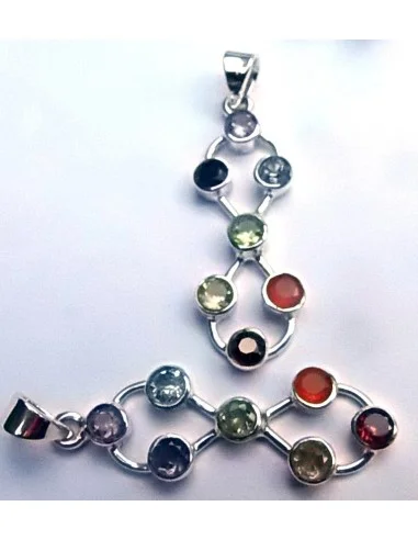Pendentif sept chakras argent Lacé de l'éternité