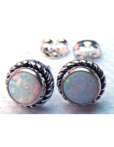 Opale noble blanc boucles pouce la paire