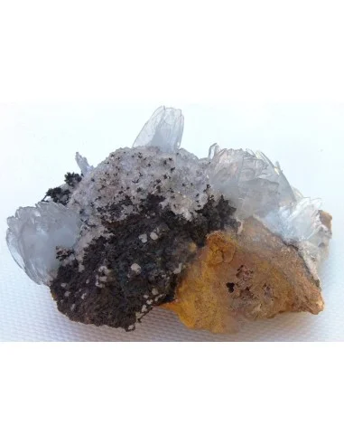 Barytine gemme sur limonite brune