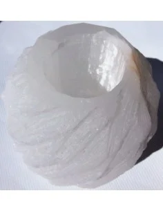 Porte-bougies en pierre selenite blanc 2