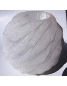 Porte-bougies en pierre selenite blanc