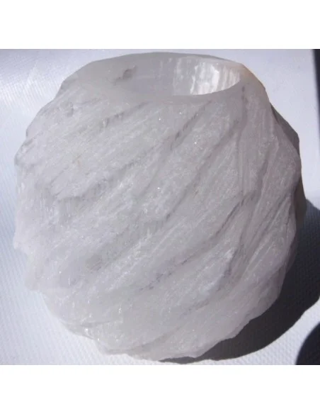 Porte-bougies en pierre selenite blanc Porte-bougies en pierre selenite blanc