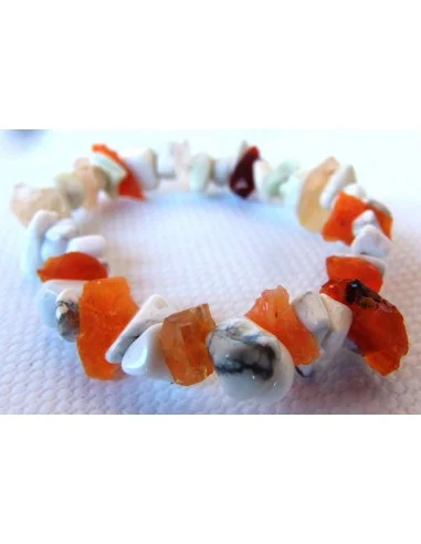 Opale de feu, magnésite, howlite bracelet