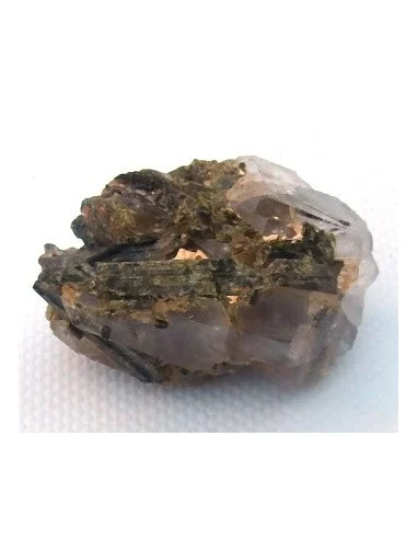 Tourmaline verte sur cristal géode