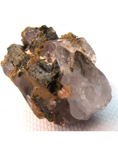 Tourmaline verte sur cristal géode