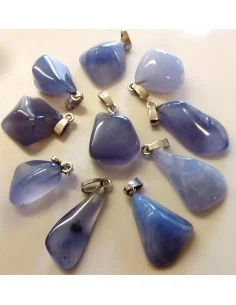 Agate bleue pendentif argent