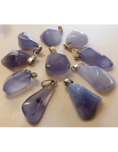 Agate bleue pendentif argent