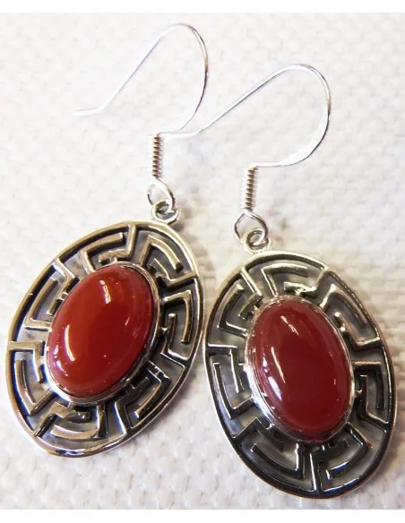 Cornaline boucles oreilles argent