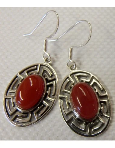 Cornaline boucles oreilles argent