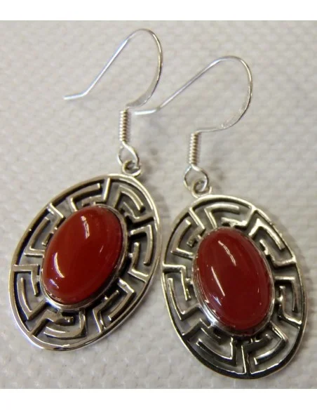 Cornaline boucles oreilles argent