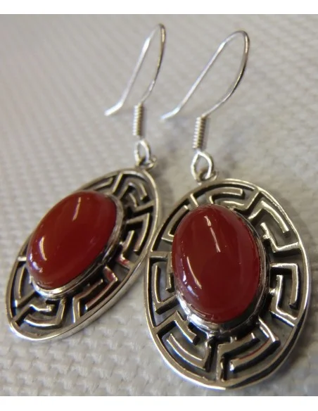 Cornaline boucles oreilles argent