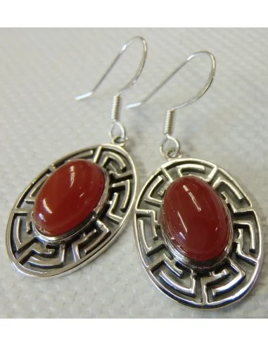 Cornaline boucles oreilles argent