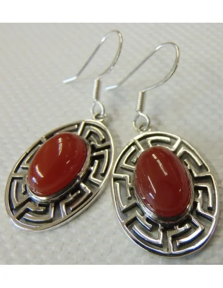 Cornaline boucles oreilles argent