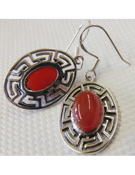 Cornaline boucles oreilles argent