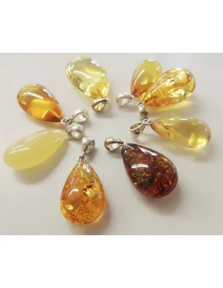 Ambre pendentif argent