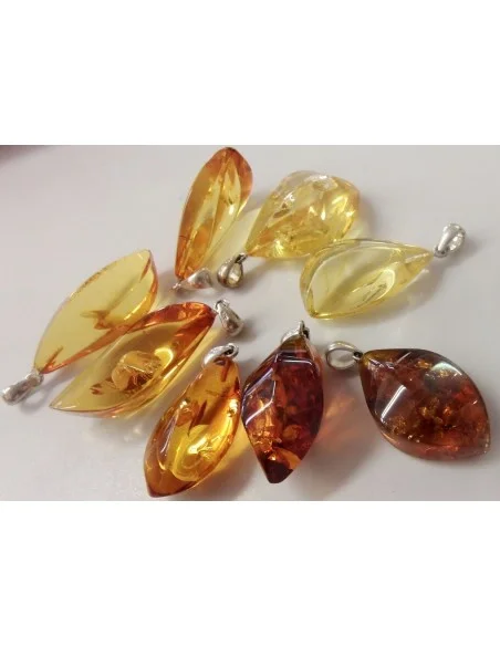 Ambre argent pendentif 