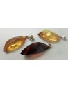Ambre argent pendentif feuille