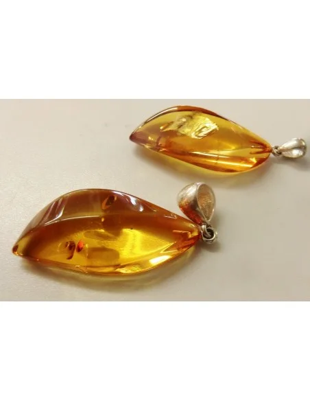 Ambre argent pendentif feuille