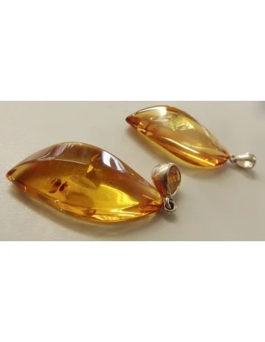 Ambre argent pendentif feuille