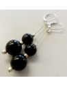 Obsidienne oeil celeste boucles doreilles argent