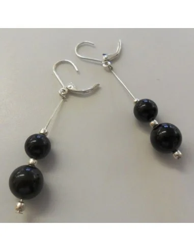 Obsidienne oeil celeste boucles doreilles argent