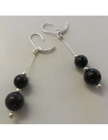 Obsidienne oeil celeste boucles doreilles argent