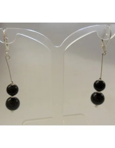 Obsidienne oeil celeste boucles doreilles argent