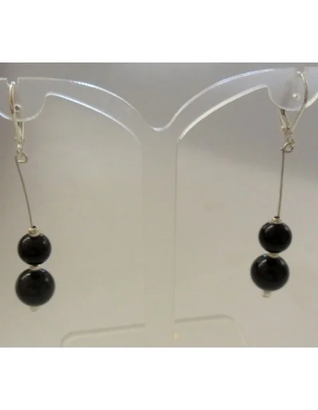Obsidienne oeil celeste boucles doreilles argent