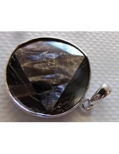 Hypersthene triangle circle argent pendentif