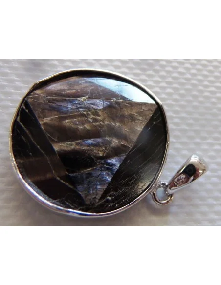 Hypersthene triangle circle argent pendentif Hypersthene triangle circle argent pendentif