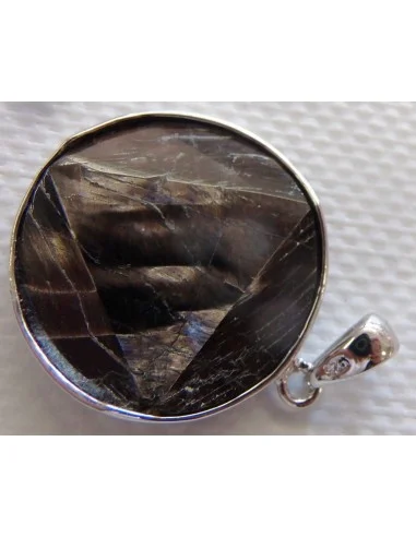 Hypersthene triangle circle argent pendentif
