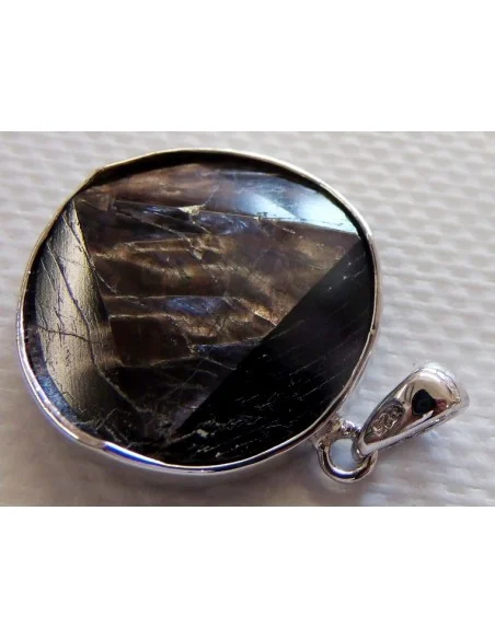 Hypersthene triangle circle argent pendentif Hypersthene triangle circle argent pendentif