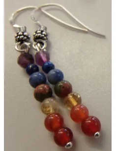 Sept chakras boucles d'oreille argent
