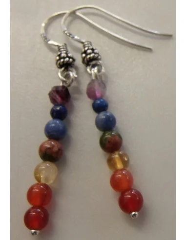 Sept chakras boucles d'oreille argent