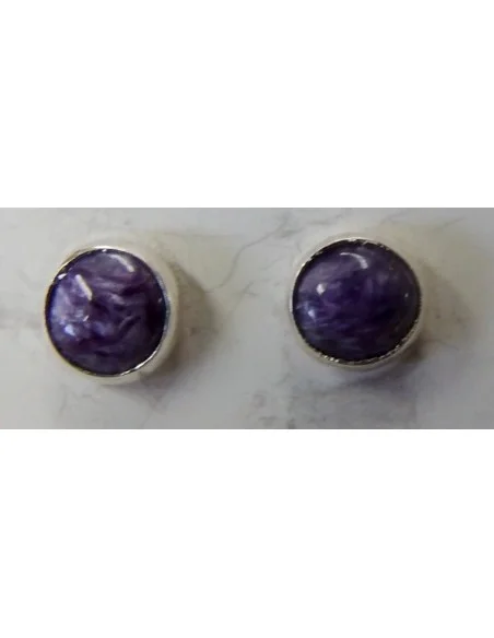 Boucles d'oreilles charoite pouce 6mm Boucles d'oreilles charoite pouce 6mm