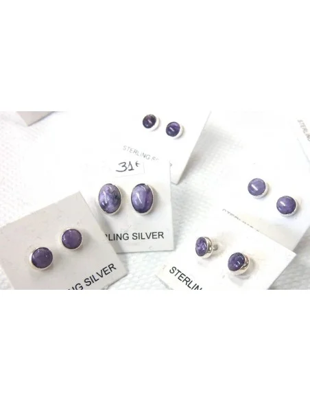 Boucles d'oreilles charoite pouce 6mm Boucles d'oreilles charoite pouce 6mm
